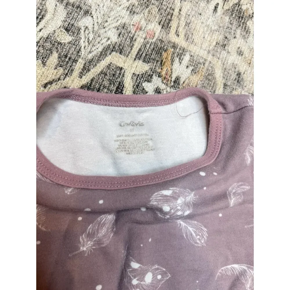 Girls Owlivia Organic Cotton 2 Piece Pajama Set Size 6 Mauve Soft Sleeping